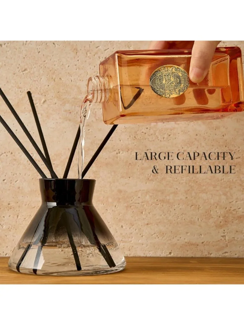 Large Reed Diffuser Set - Fresh Grapefruit Scent, Non-Toxic Essential Oil for